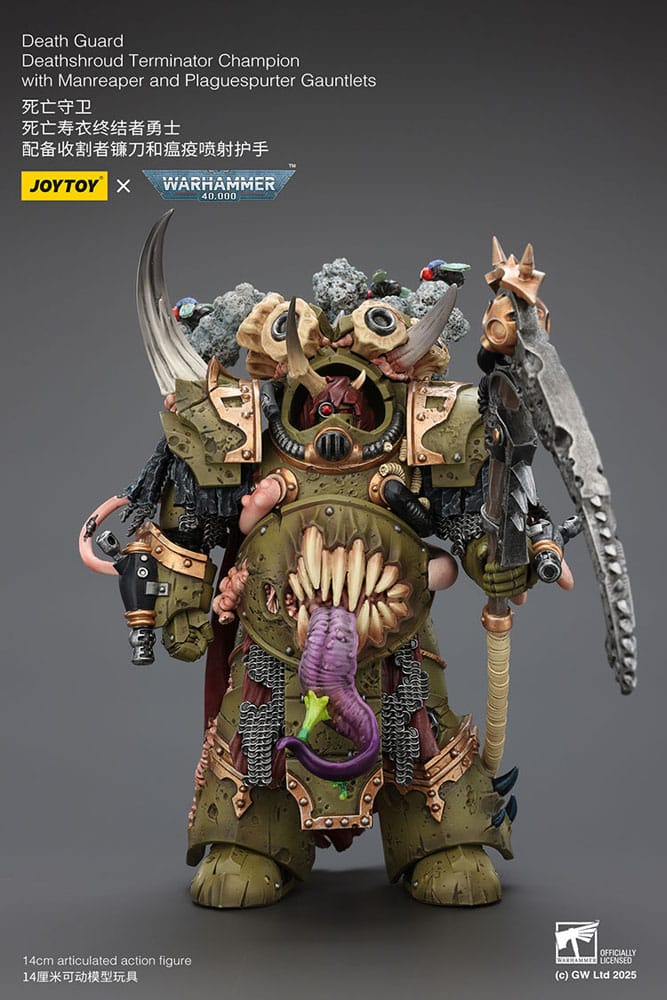 Warhammer 40k Action Figure 1/18 Death Guard Deathshroud Terminator Championwith Manreaper and Plaguespurter Gauntlets 14 cm - MangaShop.ro