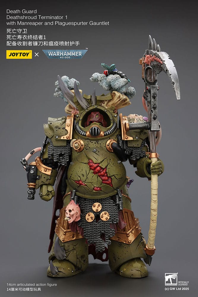 Warhammer 40k Action Figure 1/18 Death Guard Deathshroud Terminator 1 with Manreaper and Plaguespurter Gauntlet 14 cm - MangaShop.ro