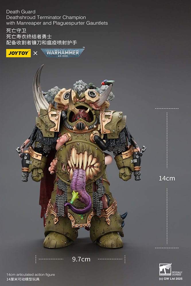 Warhammer 40k Action Figure 1/18 Death Guard Deathshroud Terminator 1 with Manreaper and Plaguespurter Gauntlet 14 cm - MangaShop.ro