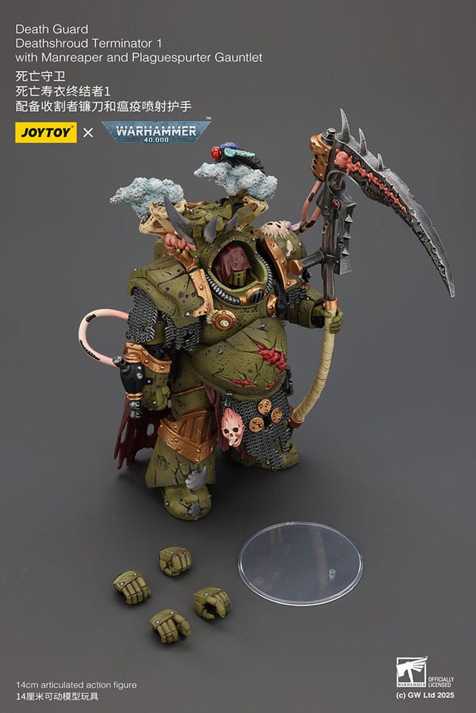 Warhammer 40k Action Figure 1/18 Death Guard Deathshroud Terminator 1 with Manreaper and Plaguespurter Gauntlet 14 cm - MangaShop.ro