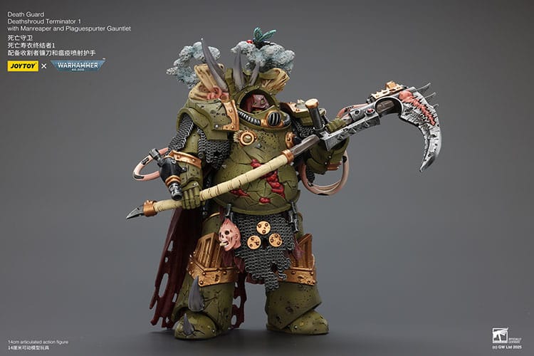 Warhammer 40k Action Figure 1/18 Death Guard Deathshroud Terminator 1 with Manreaper and Plaguespurter Gauntlet 14 cm - MangaShop.ro
