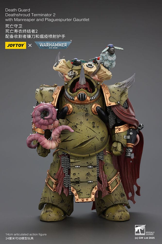 Warhammer 40k Action Figure 1/18 Death Guard Deathshroud Terminator 2 with Manreaper and Plaguespurter Gauntlet 14 cm - MangaShop.ro