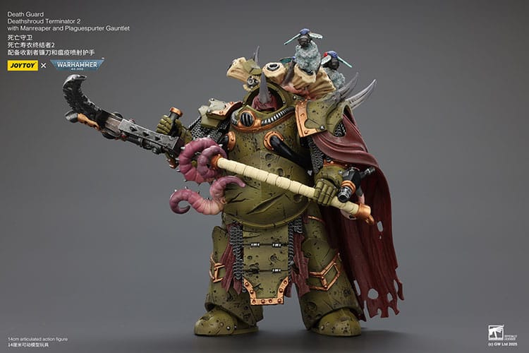 Warhammer 40k Action Figure 1/18 Death Guard Deathshroud Terminator 2 with Manreaper and Plaguespurter Gauntlet 14 cm - MangaShop.ro