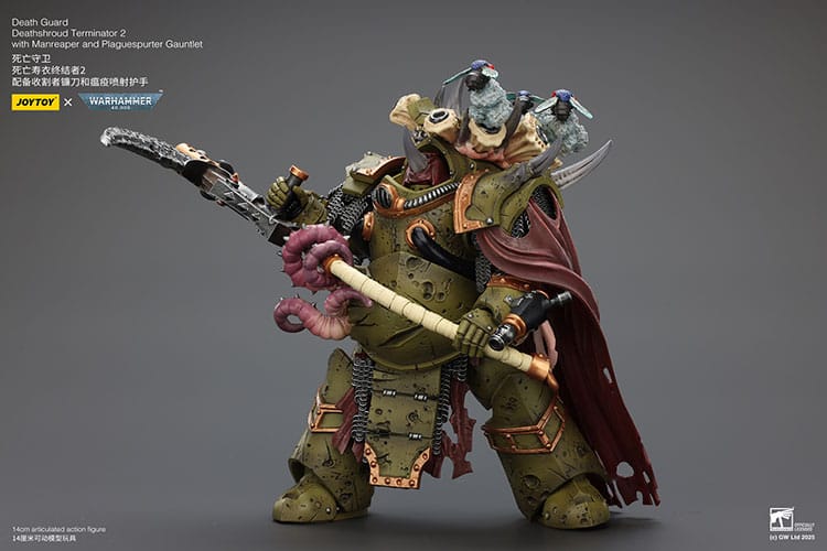 Warhammer 40k Action Figure 1/18 Death Guard Deathshroud Terminator 2 with Manreaper and Plaguespurter Gauntlet 14 cm - MangaShop.ro