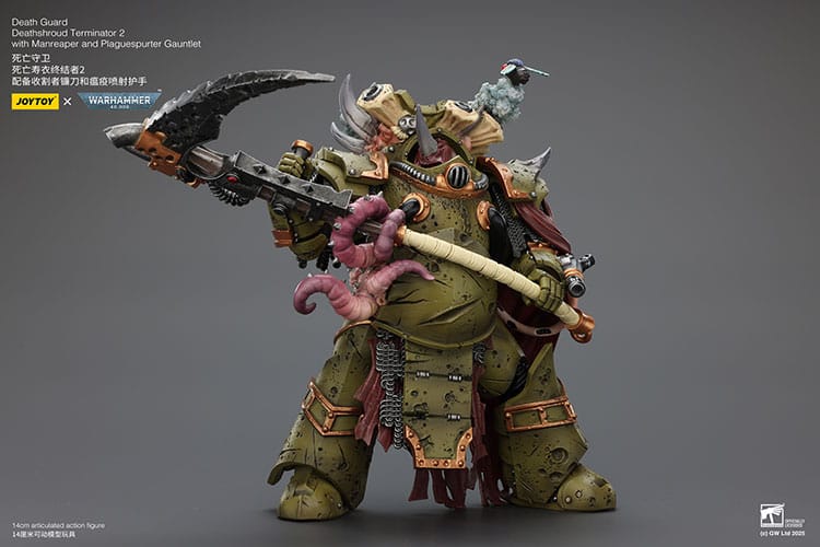 Warhammer 40k Action Figure 1/18 Death Guard Deathshroud Terminator 2 with Manreaper and Plaguespurter Gauntlet 14 cm - MangaShop.ro