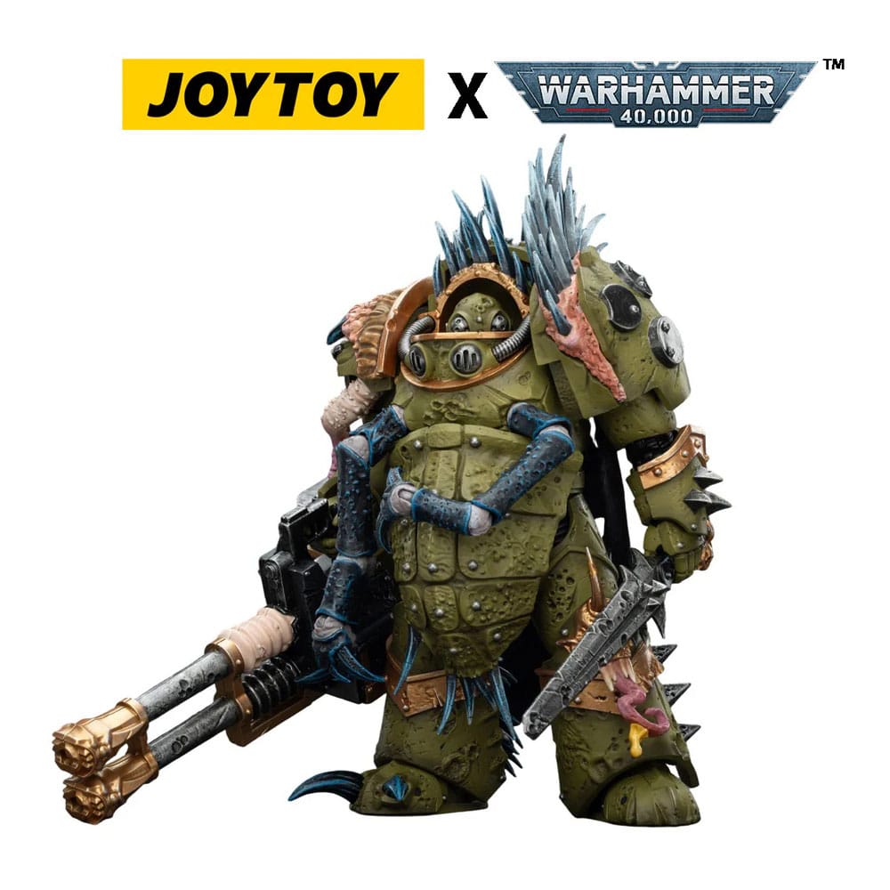 Warhammer 40,000 Action Figure Death Guard Blightlord Terminator 1 with Reaper Autocannon and Bubotic Blades 14 cm - MangaShop.ro