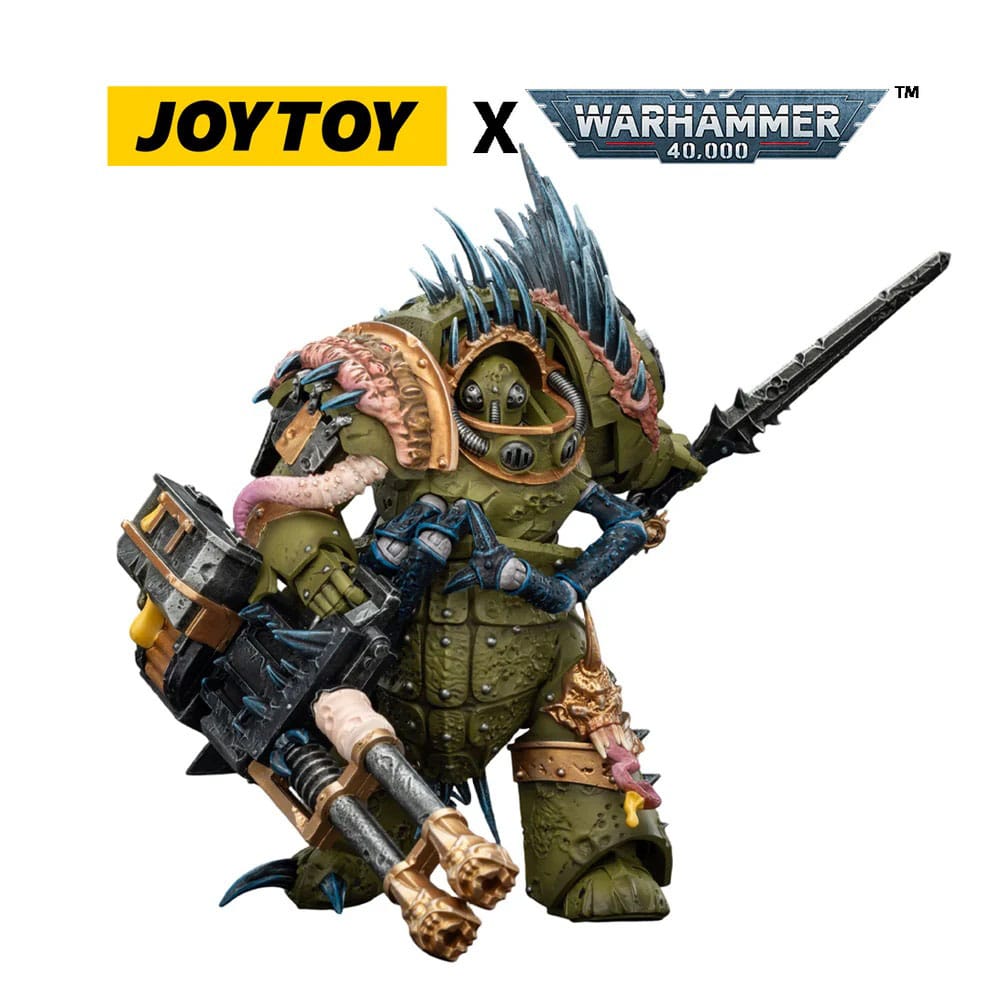 Warhammer 40,000 Action Figure Death Guard Blightlord Terminator 1 with Reaper Autocannon and Bubotic Blades 14 cm - MangaShop.ro