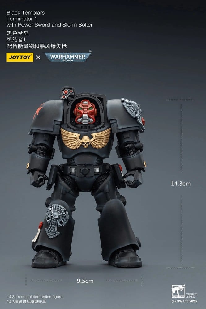 Warhammer 40,000 Action Figure Black Templars Terminator 1 with Power Sword and Storm Bolter 14 cm - MangaShop.ro