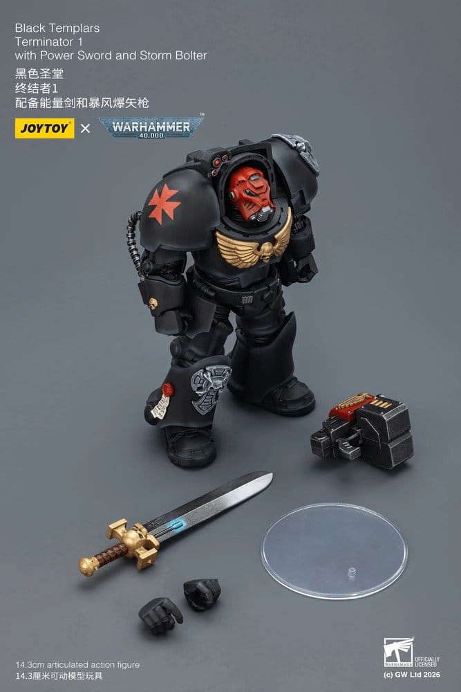 Warhammer 40,000 Action Figure Black Templars Terminator 1 with Power Sword and Storm Bolter 14 cm - MangaShop.ro