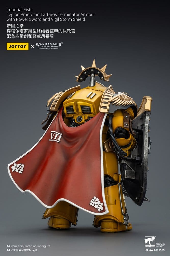 Warhammer Imperial Fists Action Figure Legion Praetor in Tartaros Terminator Armourwith Power Sword and Vigil Storm Shield 14 cm - MangaShop.ro