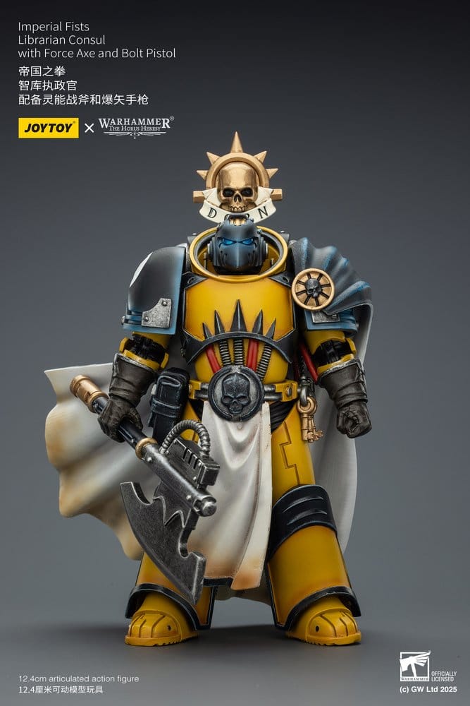 Warhammer Imperial Fists Action Figure Librarian Consulwith Force Axe and Bolt Pistol 12 cm - MangaShop.ro