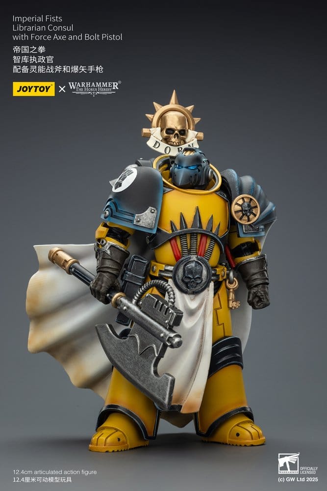 Warhammer Imperial Fists Action Figure Librarian Consulwith Force Axe and Bolt Pistol 12 cm - MangaShop.ro