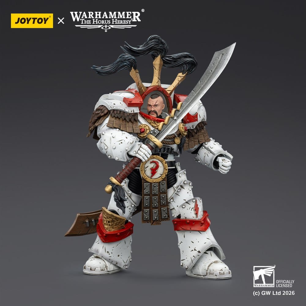 Warhammer 40,000 Action Figure White Scars Legion Praetor in Cataphractii Terminator Armour with Cyber Hawk Chogorian sword and combi-melta 14 cm - MangaShop.ro