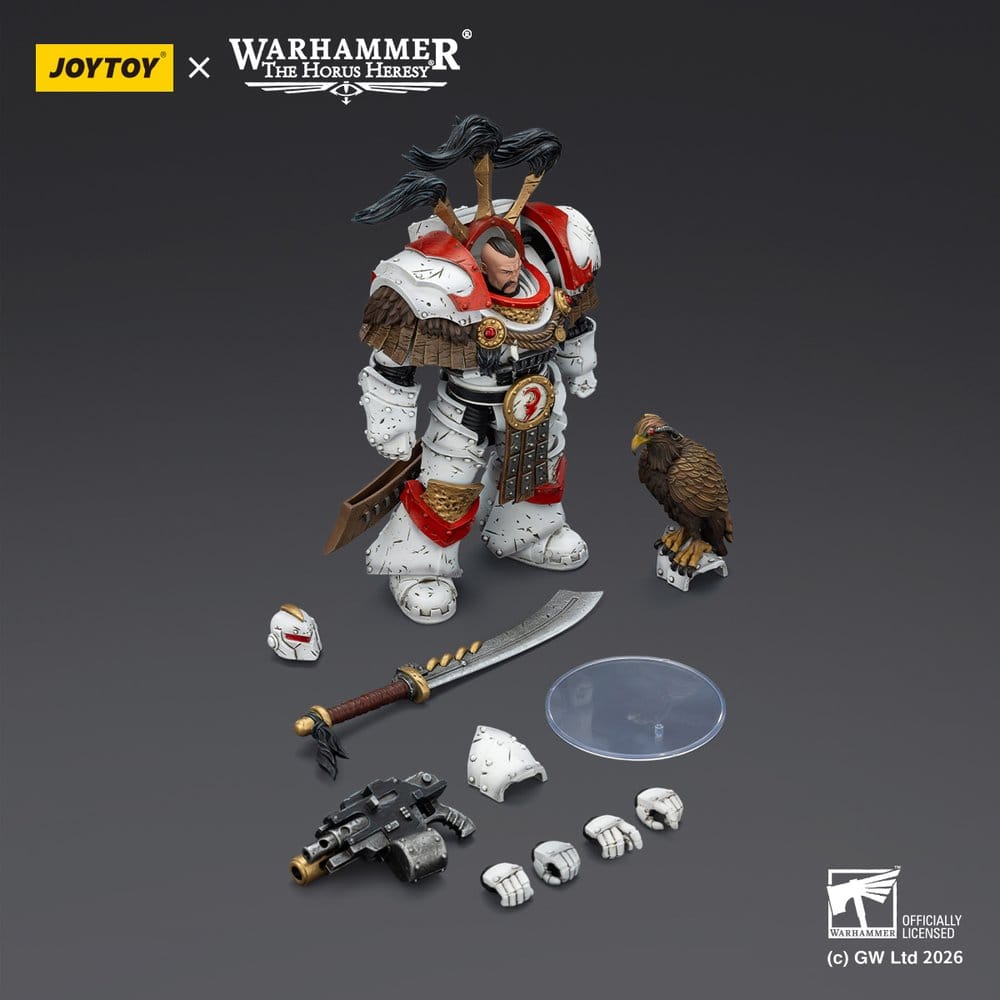 Warhammer 40,000 Action Figure White Scars Legion Praetor in Cataphractii Terminator Armour with Cyber Hawk Chogorian sword and combi-melta 14 cm - MangaShop.ro