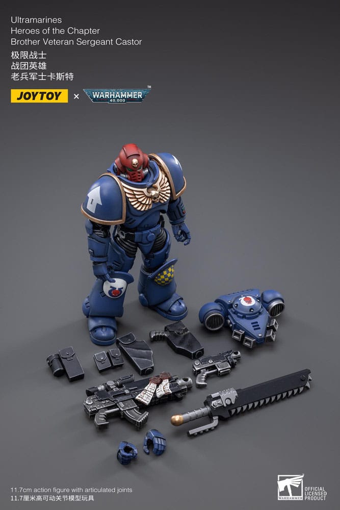 Warhammer 40k Action Figure 1/18 Ultramarines Heroes of the Chapter Brother Veteran Sergeant Castor 12 cm - MangaShop.ro
