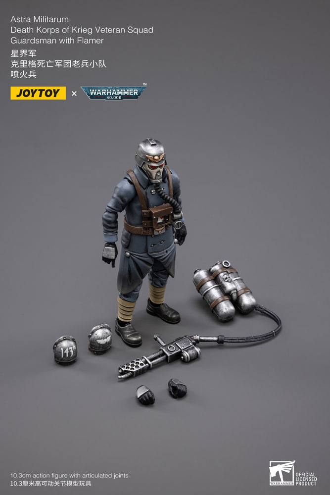 Warhammer 40k Action Figure 1/18 Death Korps of Krieg Veteran Squad Guardsman with Flamer 10 cm - MangaShop.ro