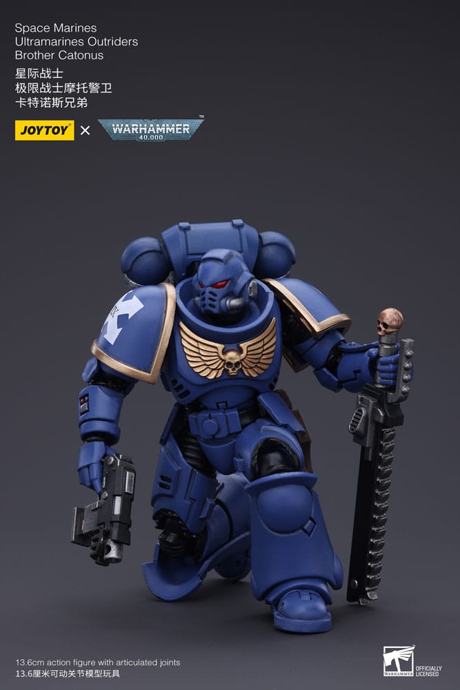 Warhammer 40k Action Figure 1/18 Space Marines Ultramarines Outriders Brother Catonus 14 cm - MangaShop.ro