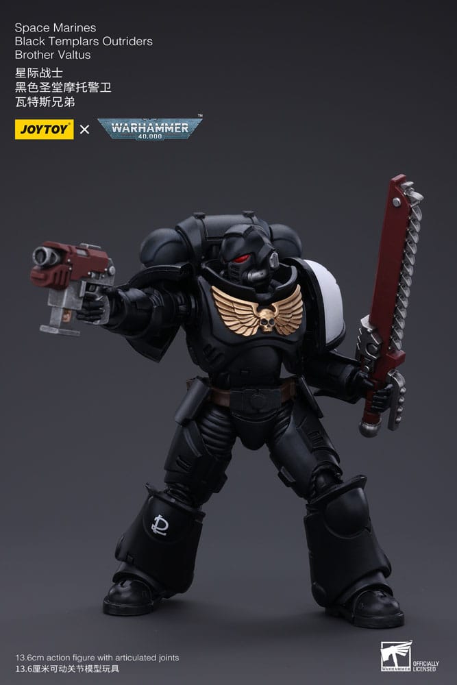 Warhammer 40k Action Figure 1/18 Space Marines Black Templars Outriders Brother Valtus 14 cm - MangaShop.ro