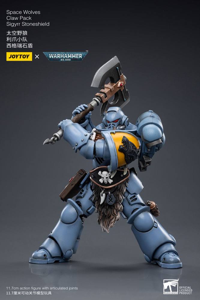 Warhammer 40k Action Figure 1/18 Space Wolves Claw Pack Sigyrr Stoneshield 12 cm - MangaShop.ro