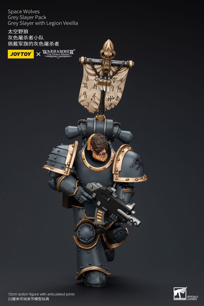 Warhammer The Horus Heresy Action Figure 1/18 Space Wolves Grey Slayer Pack Grey Slayer With Legion Vexilla 12 cm - MangaShop.ro
