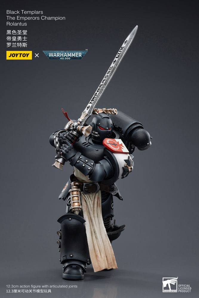 Warhammer 40k Action Figure 1/18 Black Templars The Emperors Champion Rolantus 12 cm - MangaShop.ro