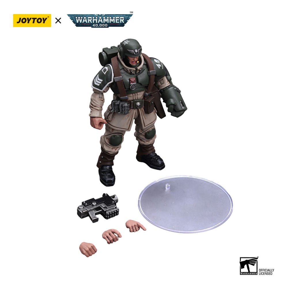 Warhammer 40k Action Figure 1/18 Astra Militarum Cadian Command Squad Veteran Sergeant with Power Fist 12 cm - MangaShop.ro