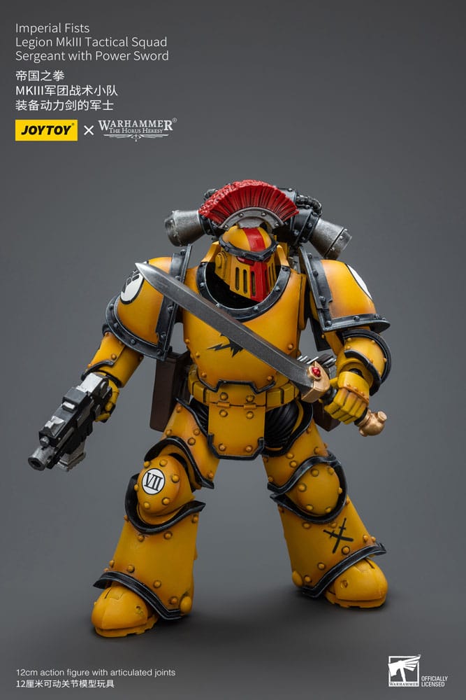 Warhammer The Horus Heresy Action Figure 1/18 Imperial Fists Legion MkIII Tactical Squad Sergeant with Power Sword 12 cm - MangaShop.ro