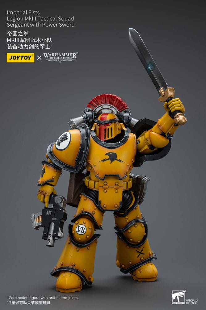 Warhammer The Horus Heresy Action Figure 1/18 Imperial Fists Legion MkIII Tactical Squad Sergeant with Power Sword 12 cm - MangaShop.ro