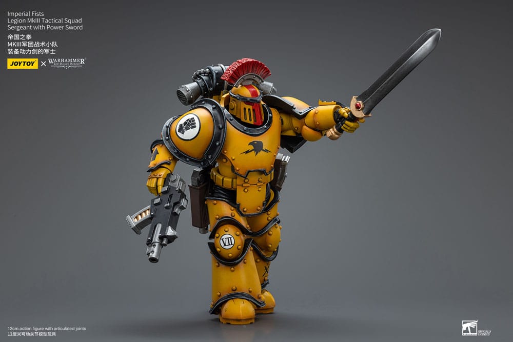 Warhammer The Horus Heresy Action Figure 1/18 Imperial Fists Legion MkIII Tactical Squad Sergeant with Power Sword 12 cm - MangaShop.ro