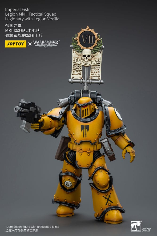 Warhammer The Horus Heresy Action Figure 1/18 Imperial Fists Legion MkIII Tactical Squad Legionary with Legion Vexilla 12 cm - MangaShop.ro
