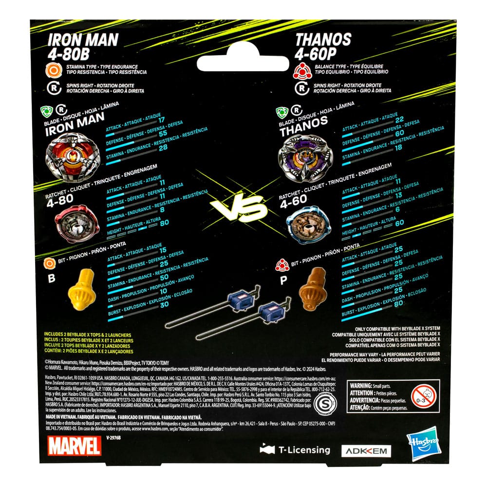 Beyblade X Marvel Collab Iron Man 4-80B vs. Thanos 4-60P - MangaShop.ro