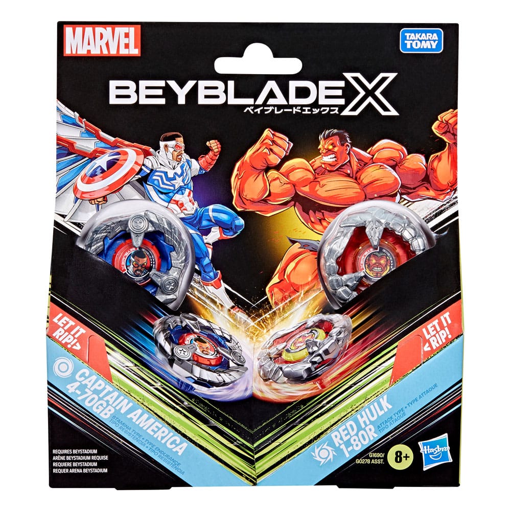 Beyblade X and Marvel Collab Captain America 4-70GB vs. Red Hulk 1-80R - MangaShop.ro