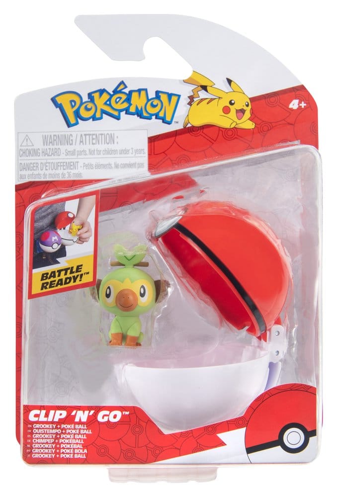 Pokemon Clip 'n' Go Action Figure Wave 21 Grookey & Poké Ball - MangaShop.ro
