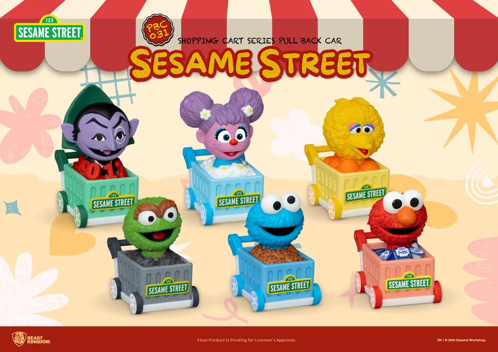 Sesame Street Pull Back Cars Shopping Cart Blind Box (6) 5 cm - MangaShop.ro