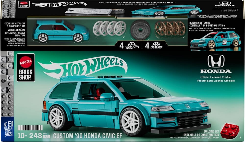 Hot Wheels Speed Series Mattel Brick Shop Building Set 1/32 Custom ’90 Honda Civic EF - MangaShop.ro