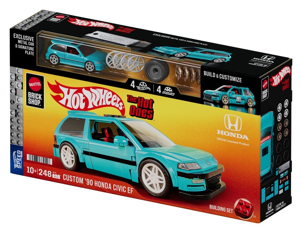 Hot Wheels Speed Series Mattel Brick Shop Building Set 1/32 Custom ’90 Honda Civic EF - MangaShop.ro