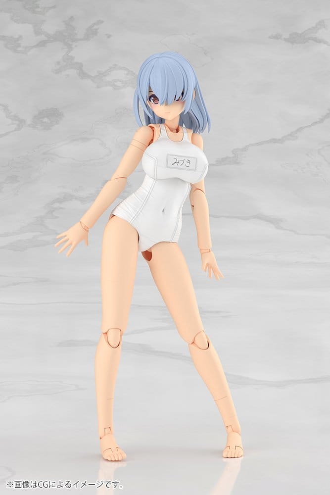 Frame Arms Girl Plastic Model Kit Mizuki School Swimsuits White Ver. 16 cm - MangaShop.ro