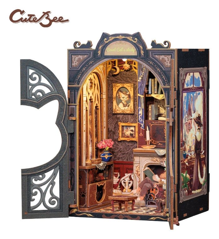 Book Nook Count Cat's Study 17 x 12 cm - MangaShop.ro