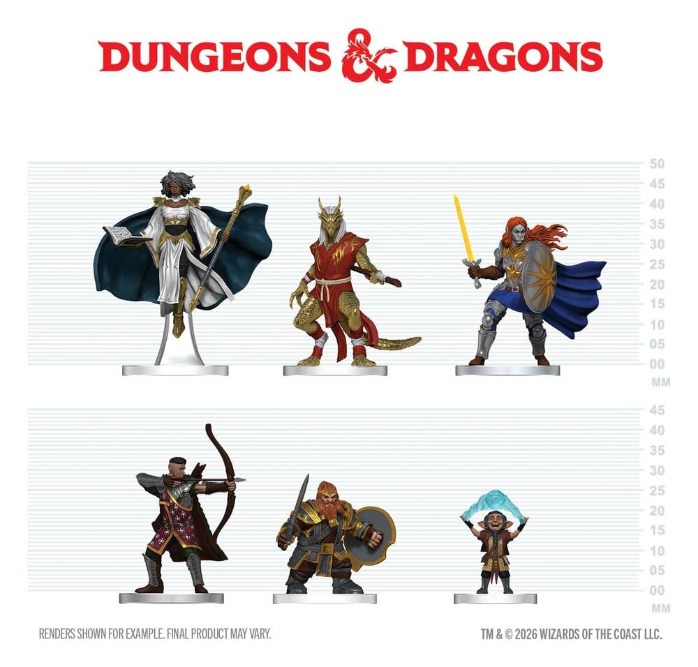 D&D Icons of the Realms Mini Figures Player's Handbook - Swords & Staves Starter Set 20 cm - MangaShop.ro