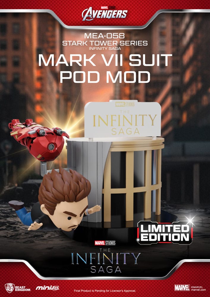 Marvel Mini Egg Attack Figures The Infinity Saga Stark Tower series Tony Stark & Mark VII suit pod mod 12 cm - MangaShop.ro
