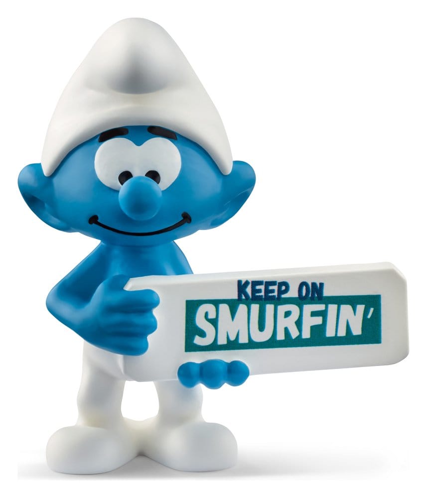 The Smurfs Mini-Figure Smurf with a Sign (Keep on Smurfin') 5 cm - MangaShop.ro