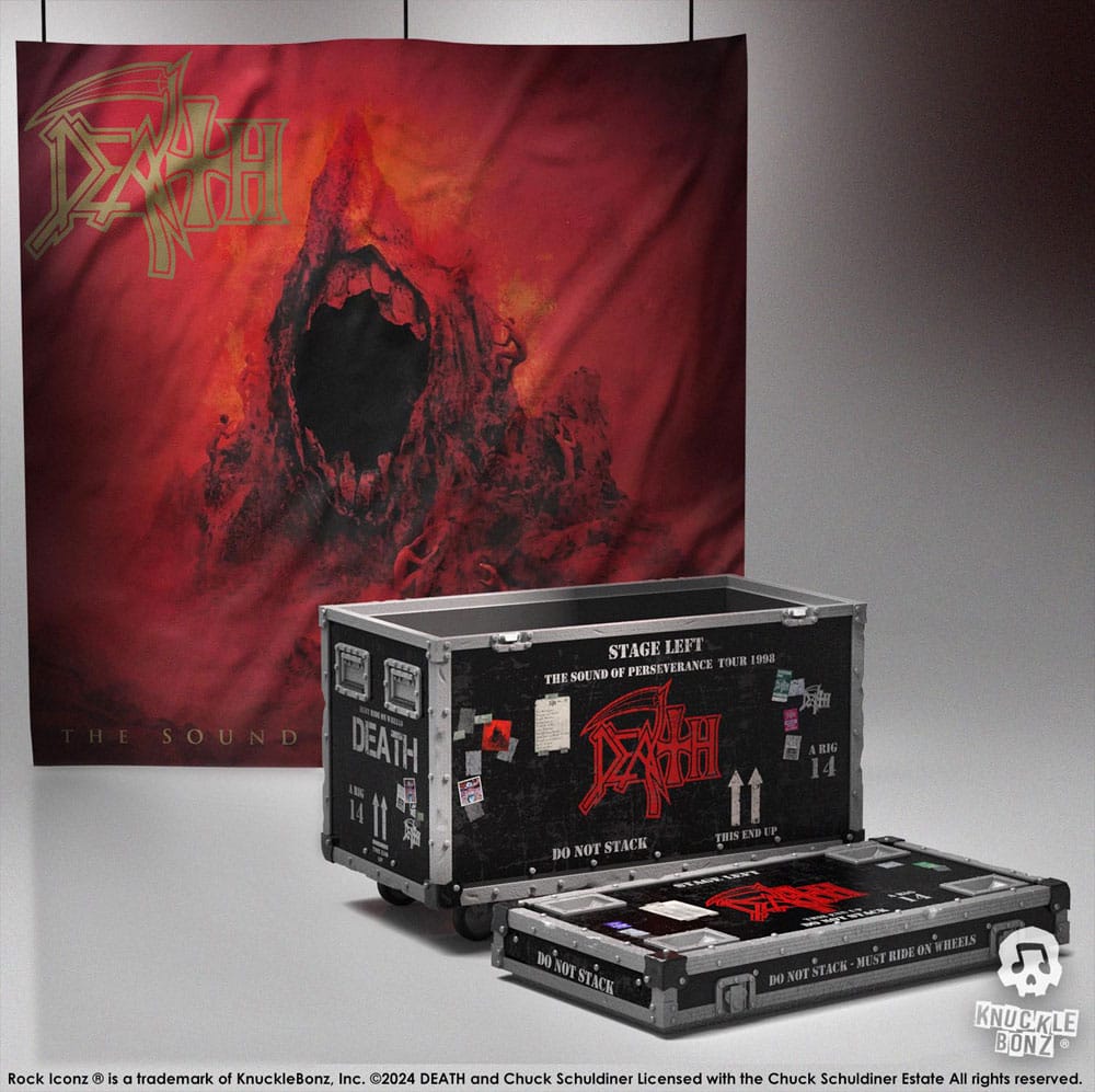 Death Rock Ikonz On Tour Road Case Statue + Stage Backdrop Set The Sound of Perseverance Tour 1998 - MangaShop.ro