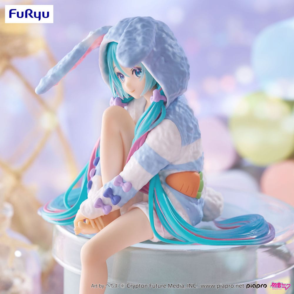 Hatsune Miku Noodle Stopper PVC Statue Hatsune Miku Rabbit Ear Hood Pajama Blue Color Ver. 14 cm - MangaShop.ro