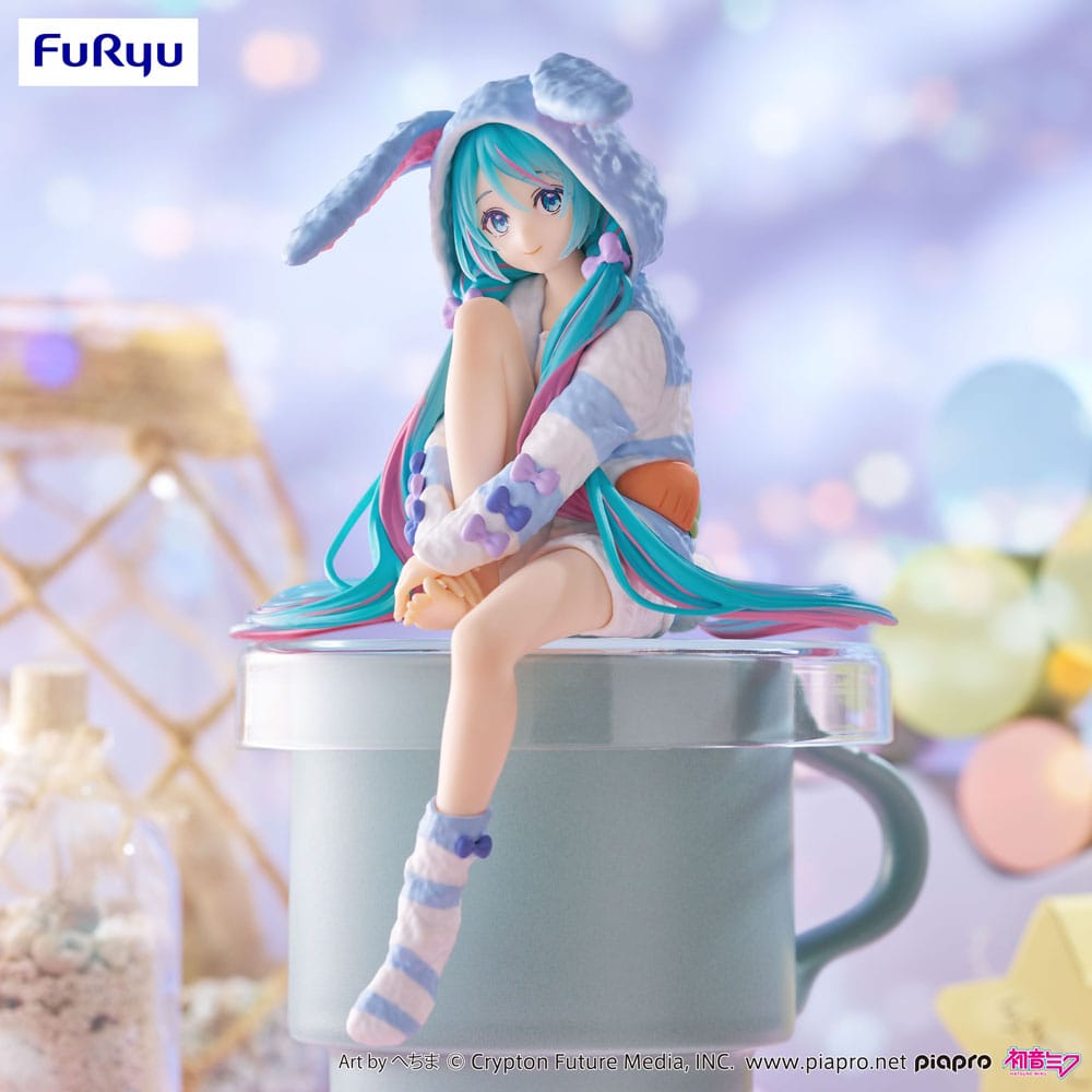 Hatsune Miku Noodle Stopper PVC Statue Hatsune Miku Rabbit Ear Hood Pajama Blue Color Ver. 14 cm - MangaShop.ro