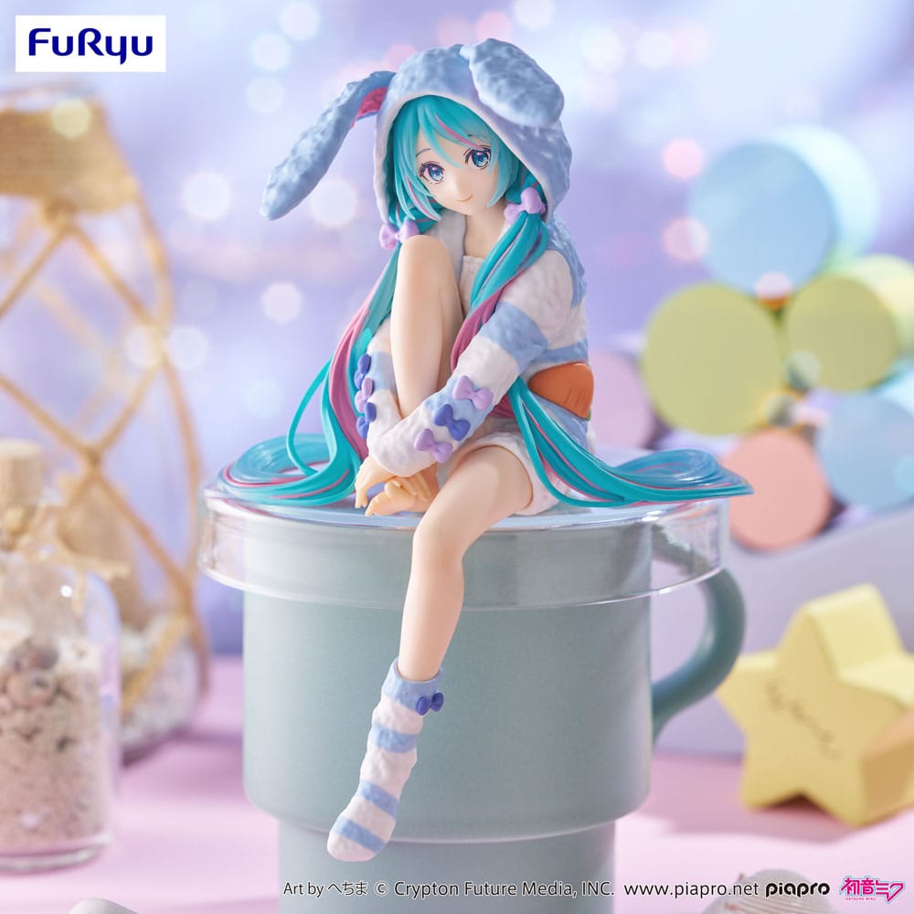 Hatsune Miku Noodle Stopper PVC Statue Hatsune Miku Rabbit Ear Hood Pajama Blue Color Ver. 14 cm - MangaShop.ro