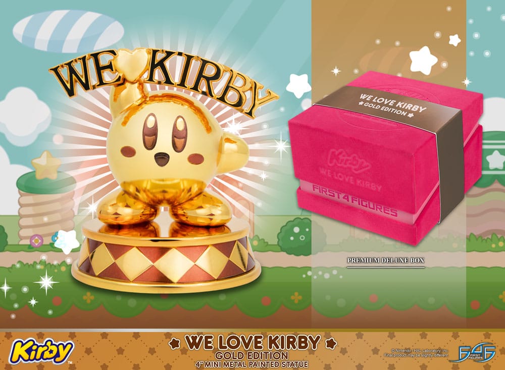 Kirby DieCast Statue We Love Kirby Gold Edition 10 cm - MangaShop.ro