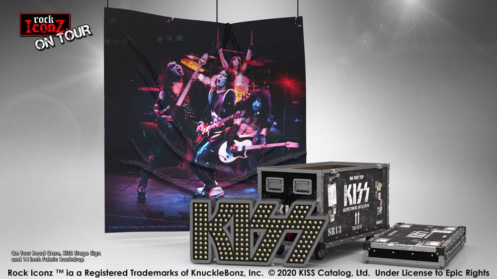 Kiss Rock Ikonz On Tour Road Case Statue + Stage Backdrop Set Alive! Tour - MangaShop.ro