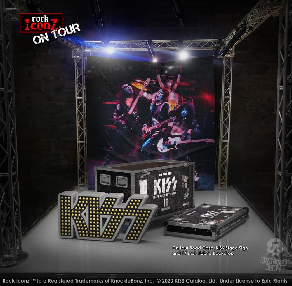 Kiss Rock Ikonz On Tour Road Case Statue + Stage Backdrop Set Alive! Tour - MangaShop.ro