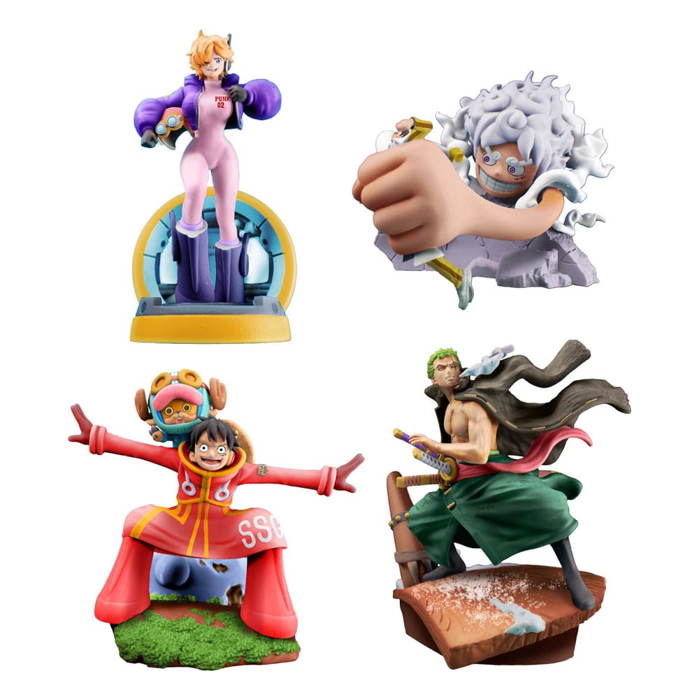 One Piece Petitrama PVC Mini Statue Logbox Re Birth Egghead 4-Set 9 cm - MangaShop.ro