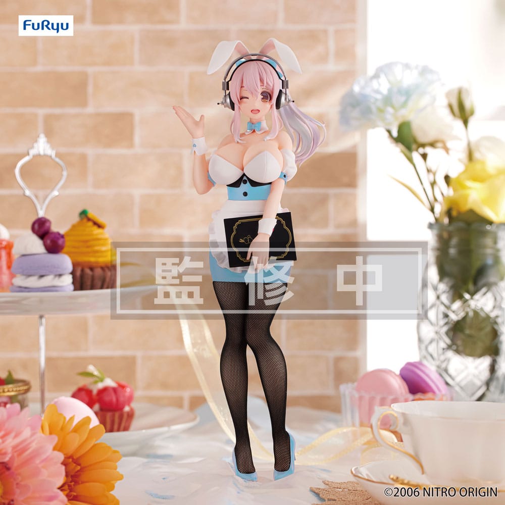 Super Sonico BiCute Bunnies PVC Statue Waitress Light Blue Color Ver. 28 cm - MangaShop.ro